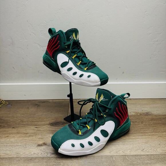 Nike Sonic Flight Green And Red High Top Sneakers Men’s Size 9